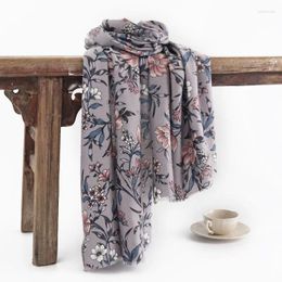 Scarves 190 65CM Vintage Floral Printed Women Cashmere Scarf 2023 Autumn Ladies Pashmina Shawl Wraps Winter Warm Bandana