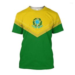 Men's T Shirts Brazil For Men 3D Flag Print Cool Mens Clothing O Neck Fashion Half Sleeve Large Size Tops Tees