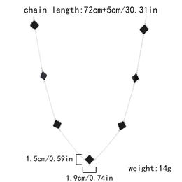 New Four Leaf Grass Stainless Steel Sweater Chain for Women in Autumn and Winter Fashion Designer Pendant Necklaces for women Elegant 4/Four
