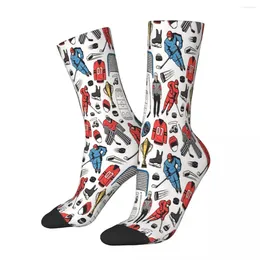 Men's Socks Players On Rink Ice Hockey Male Mens Women Winter Stockings Printed