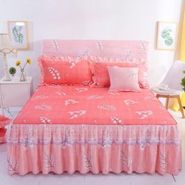 Bed Skirt 40 Bed Skirt Non-slip Fitted Sheet Cover Bedspread Chiffon Bed Sheet for Wedding Decoration Bed Cover with Elastic Band 230424