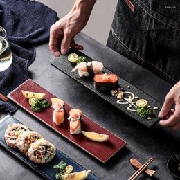 Plates Japanese Sushi Plate Creative Simple Rectangular Ceramic Dim Sum Western Home Kitchen Dessert Pastry Decoration