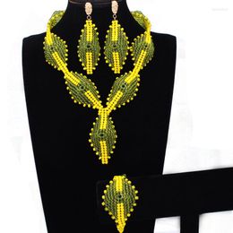 Necklace Earrings Set African Jewellery Crystal Handmade Dubai Style Jewellery Nigerian Wedding Beads 2023