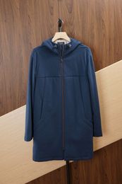 LoroPiano Mens Coats Cashmere Navy Hooded Long Coat