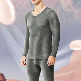 Men's Thermal Underwear Men Winter Set Warm Long Johns Shirt Fleece Lined Top &Bottom Suit Soft Ultra-elasticity Nightwear Solid Wear