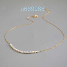 Pendant Necklaces Brass With 18K Gold Natural Real Pearl Necklace Wowen Jewellery Party Designer T Show Runway Gown Japan Korean Fashion 230329THYP