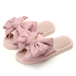 Slippers Womens Home Slippers Cotton and Linen Casual Indoor Outdoor Flip Flops Women Slip On Shoes Butterfly Knot House Slippers Slides 230422