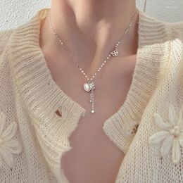 Chains Ventfille Silver Color Opal Copper Cash Sack Necklace For Women Girl Gift Lucky Fashion Jewelry Wholesale Drop