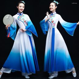 Stage Wear Chinese Classical Dance Costumes Women's Elegant Sleeves Fan Clothing Modern Adult Chorus Dress