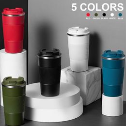 Water Bottles Stainless Steel Coffee Cup Thermal Mug Leak-Proof Thermos Double Wall Cafe Cup Non-slip Travel Car Insulated Bottle 230422