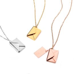 Chains Stainless Steel Envelope Pendant Necklace Customized Letter Valentine Day Mother Gift Confession Love