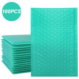 Mail Bags 100pcs Green Bubble Mailer Bubble Padded Mailing Envelopes Mailer Poly for Packaging Self Seal Bag Bubble Padding 230424