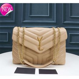 Cross Body Evening Bags Top Quality Designer LOULOU Bag Large Shoulder Chain Clutch Purses Genuine Calfskin Leather Grosgrain Luxury Message Handbags WalletG