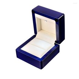 Jewelry Pouches Marriage Proposal Women's Ring Box Blue High Light Piano Lacquer Wooden Romantic Gift Boxes 10 6 Cm W025