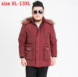 Men's Down Arrival Men With Hood Fur Collar Super Large Bust 185 Cm Casual Obese Coat Thick Outerwear Plus SizeXL-12XL13XL