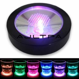 6pcs Round Shape LED Light Up Bottle Cup Mat Light Flash Cup Mat Home Party Club Bar Christmas Supply242m