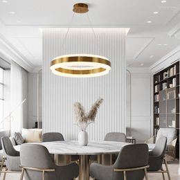 Chandeliers Dining Room LED Chandelier Modern Minimalist Nordic Fashion Round Living Front Bar Creative Personality Lamp