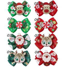 Hair Accessories 40 Pcs/Lot 3" Christmas Grosgrain Ribbon Bow Hair Clips Handmade Bow Baby Hairpins For Xmas Holiday Gift Girls Hair Accessories 231124