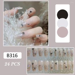 False Nails High Quality 24pcs Artificial Sparkle Art Design Long Full Cover Fingernails Removable Save Time