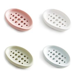 Soap Dishes Sile Dish Holder Case Hollowed Home Travel Drain Toilet Lid Bathroom Storage Box Wash Shower Lz1659 Drop Delivery Garden Dh7Tf