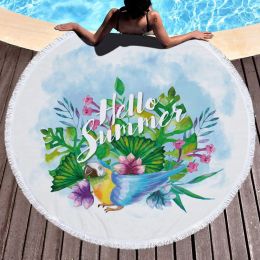 Round Beach Towel Blanket Hawaii Hawaiian Circular Large Terry Beach Roundie Circle Picnic Carpet Yoga Mat with Fringe Mandala ZZ