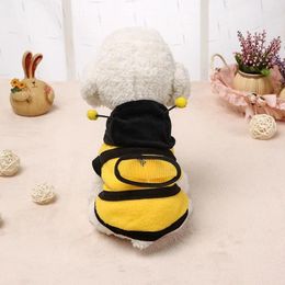 Dog Apparel Pet Clothing Cute Funny Bee Puppy Coat Teddy Fleece Cat Hoodie Costume