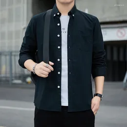 Men's Casual Shirts Buttons Neckline Long Sleeve Solid Color Men Shirt Autumn Slim Fit Lapel Trendy And Fashionable