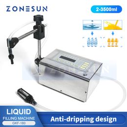 ZONESUN Electrical Liquid Filling Machine Mini Small Bottle Water Digital Pump Beverage Drinks Milk Water Filler GFK-180