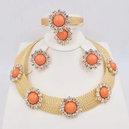 Wedding Jewelry Sets Italian Gold Plated Set Dubai Color High Quality Ladies Necklace Earrings Bracelet Rings Banquet 231123