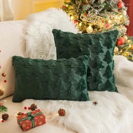 Pillow Christmas Decoration Embroidery Cover Soft Fur Plush Living Room Bedroom Sofa Case Home Decor