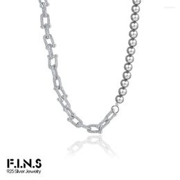 Chains F.I.N.S S925 Sterling Silver Grey Pearl Necklace Uneven Tangcao Patterns U-Shaped Buckles Short Clavicle Luxury Jewellery