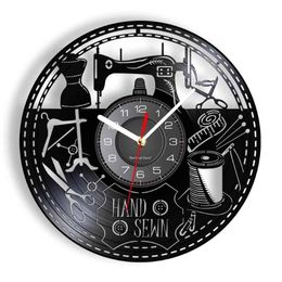 Wall Clocks Hand Sewn Clock Reloj De Pared Sewing Machine Modern Design Quilting Tools Watch Tailor Seamstress Record223s