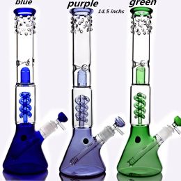 Beaker Base Bong Smoke Glass Pipe Hookahs Shisha Downstem Perc Glass Dab Rigs With 14mm Bowl LL