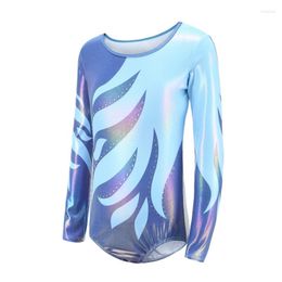 Stage Wear Long Sleeve Ballet Practise Dance For Girls Diamante Bright Colour Gymnastics Body Suits Costume