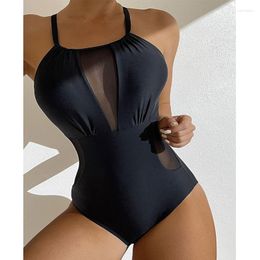 Women's Swimwear Black Net Push Up Female One Piece Swimsuits Closed For Women's Beach Swim Wear Body Bathing Suits Pool Bather 2023