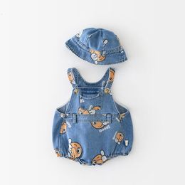 Rompers MILANCEL Summer Baby Bodysuit Denim And Hat Infant Boys Clothing 230422