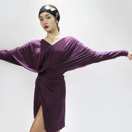 Stage Wear Latin Dance Dress For Women V-neck Designer Clothes Long Sleeve Salsa Outfit Lyrical Costume Tap Dancewear JL2588