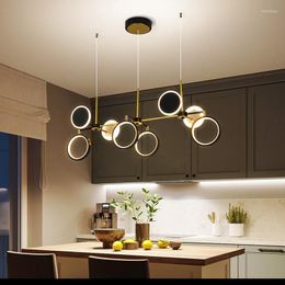 Chandeliers Lights Gold/Black Modern Simple LED Lighting Dining Room Island Hanging Bar Restaurant Pendant Lamp Rotatable