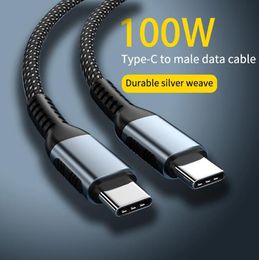 Super Fast Charging 100W 5A PD Cables Fabric Alloy Braided C to C Type c USB-C Cable For Samsung S10 S20 S22 S23 Htc lg 1M 2M 6ft