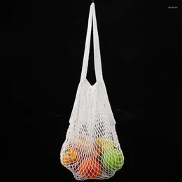 Shopping Bags Canvas Mesh Net Bag Reusable Foldable Fruit Vegetable Storage Handbag Long Tote Shopper