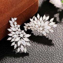 Stud Earrings Huitan Trendy Luxury Women Ear Piercing Full Paved Dazzling Crystal Cubic Zirconia Party Statement Jewelry