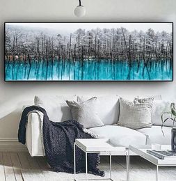 Nordic Snow Forest Landscape Oil Painting Abstract Posters Prints Canvas Wall Art Pictures for Living Room Scandinavian Home Dec8425062