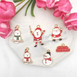 Charms 10pcs Alloy Charm Cartoon Santa Claus Snowman Earring Pendant DIY Keychain Bracelet Jewelry Accessories Necklace