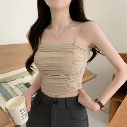 Women's Tanks Top Women Sexy Shirts Sleeveless Tube Tops Girls With Suspenders Lady White Camisole Padded Bras Woman Clothing Corset