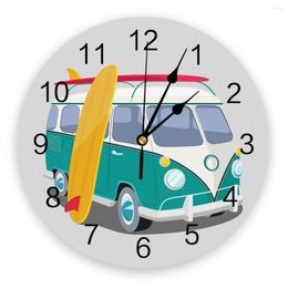 Wall Clocks Bus Skateboard Retro Style PVC Clock Living Room Bedroom Digital Home Decore Modern Design