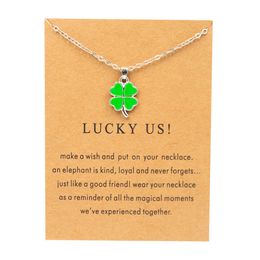 Designer Pendant Necklaces for women Elegant 4/Four Lucky Four Leaf Grass Necklace Dropping Oil Small Pendant Alloy Card Collar Chain Jewellery