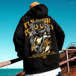 Men's Hoodies Autumn Skateboard Robot Print Hoody Fleece Hip Hop Fashion Pocket Y2K Streetwear Oversized Hooded Sweatshirts