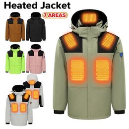 Men's Down Parkas 7-zone Heated Jacket for Men and Women USB Smart Heating Jacket Winter Outdoor Warm Electric Heating Jacket 231123