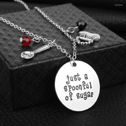 Chains Charm Tiny Tea Spoon Shape Pendant Necklace With Just A Spoonful Of Sugar For Women Creative Long Link Jewellery Necklace-30