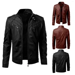 Men's Jackets Winter For Men Leather Coat Pin Stmotorcycle Jacket Coats Chore Collar